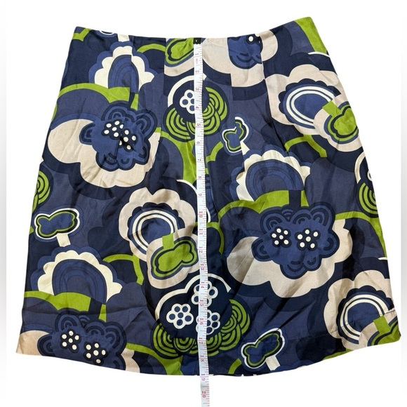 Boden Silk Mini Skirt Blue Cream Lime Floral Print Women’s Size 4R - Picture 7 of 8